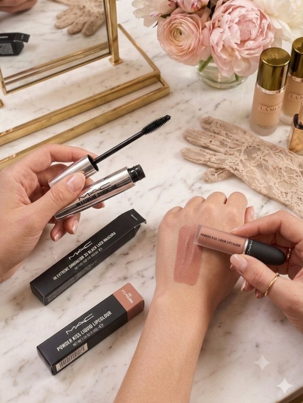 MAC Cosmetics Makeup Set: In Extreme Dimension Mascara & Powder Kiss Liquid Lipc